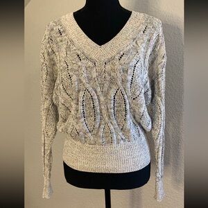 WHBM V Neck Cable Knit Sweater